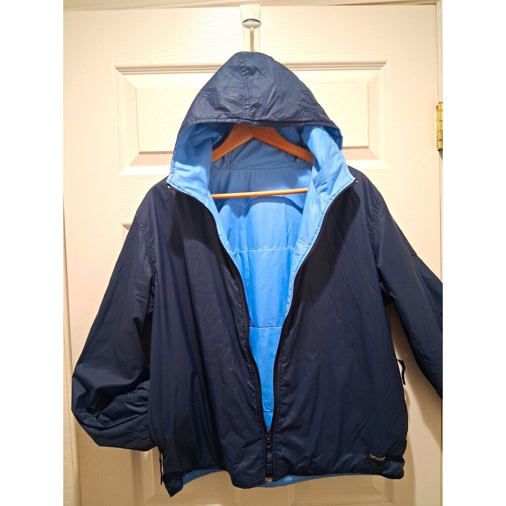 Tommy Hilfiger Men's M Blue/Navy Reversible Hooded Full Zip Puffer Jacket